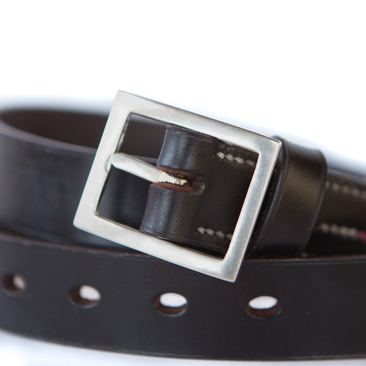 LUNA 1 1/8" BELT - "DOB" BRIDLE LEATHER - WHITE BRONZE BUCKLE