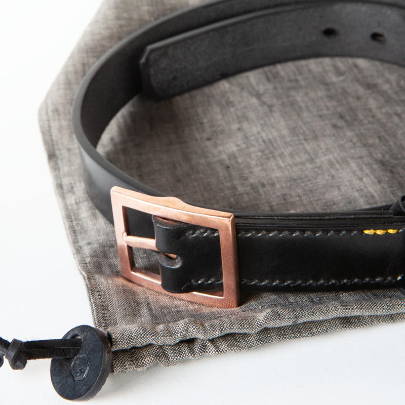 LUNA 1 1/8" BELT - BLACK BRIDLE LEATHER - COPPER BUCKLE