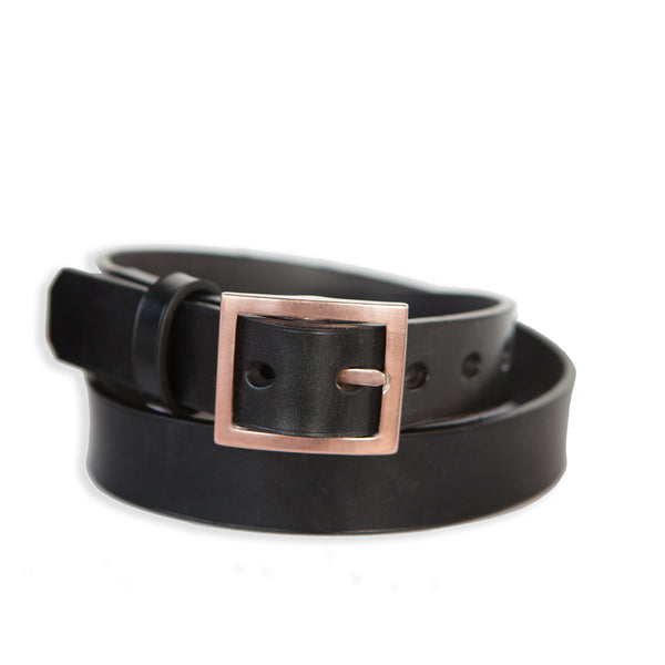 LUNA 1 1/8" BELT - BLACK BRIDLE LEATHER - COPPER BUCKLE