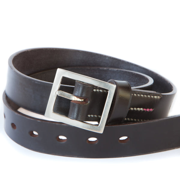 LUNA 1 1/8" BELT - "DOB" BRIDLE LEATHER - WHITE BRONZE BUCKLE