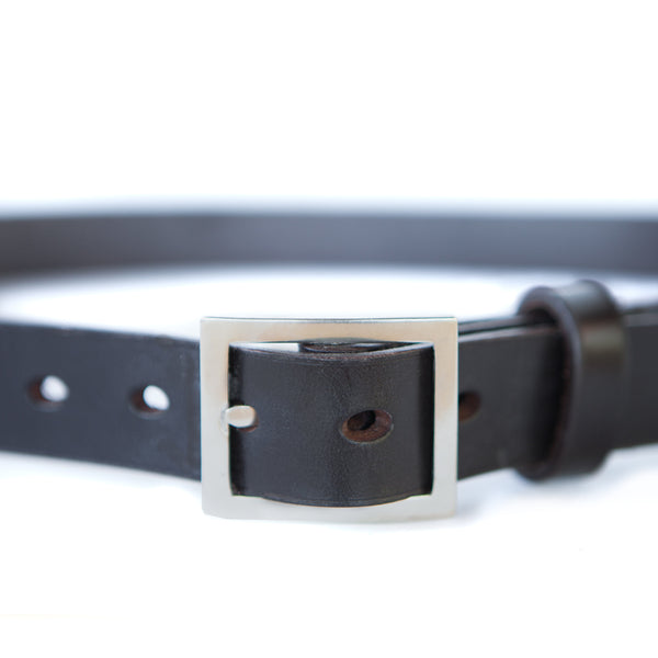 LUNA 1 1/8" BELT - "DOB" BRIDLE LEATHER - WHITE BRONZE BUCKLE