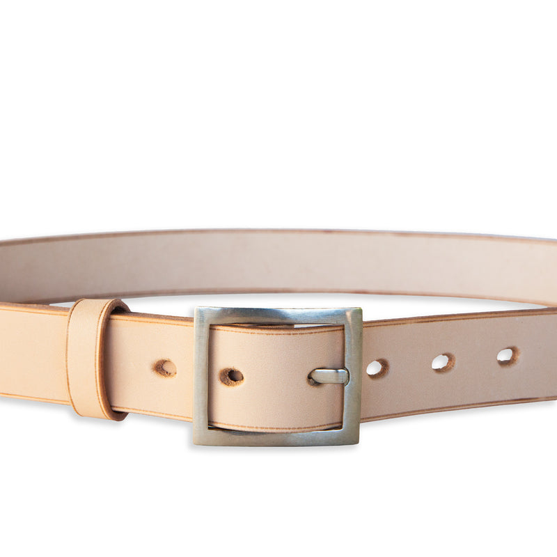 LUNA 1 1/8" BELT - NORWEGIAN VEG-TANNED LEATHER - WHITE BRONZE BUCKLE
