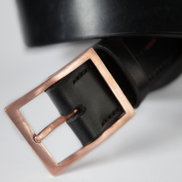 ORION 1 1/2" BELT - BLACK BRIDLE LEATHER - COPPER BUCKLE